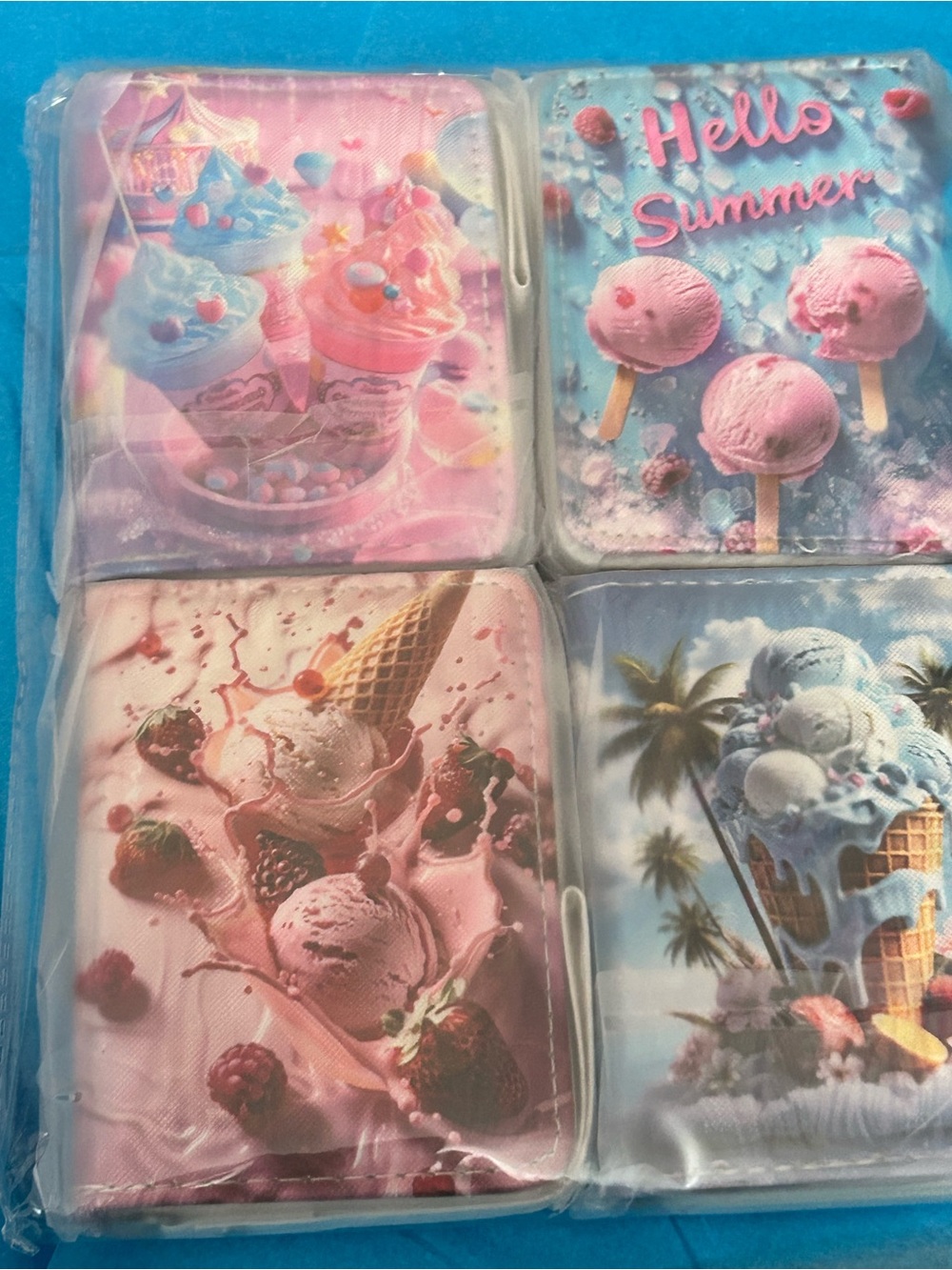 4/$100 Ice Cream Summer Card Holder - Pink Blue Pastel wallets